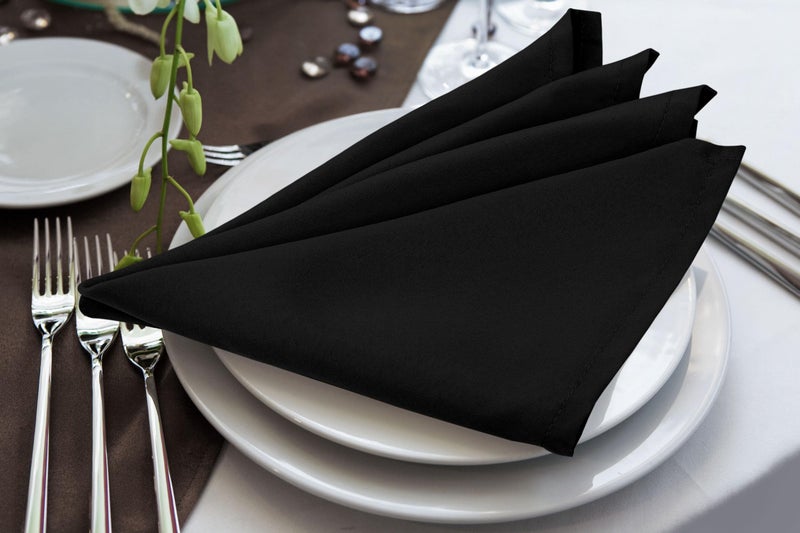 Utopia Home [24 Pack, Black] Cloth Napkins 17x17 Inches, 100% Polyester Dinner Napkins with Hemmed Edges, Washable Napkins Ideal for Parties, Weddings and Dinners - Image 4